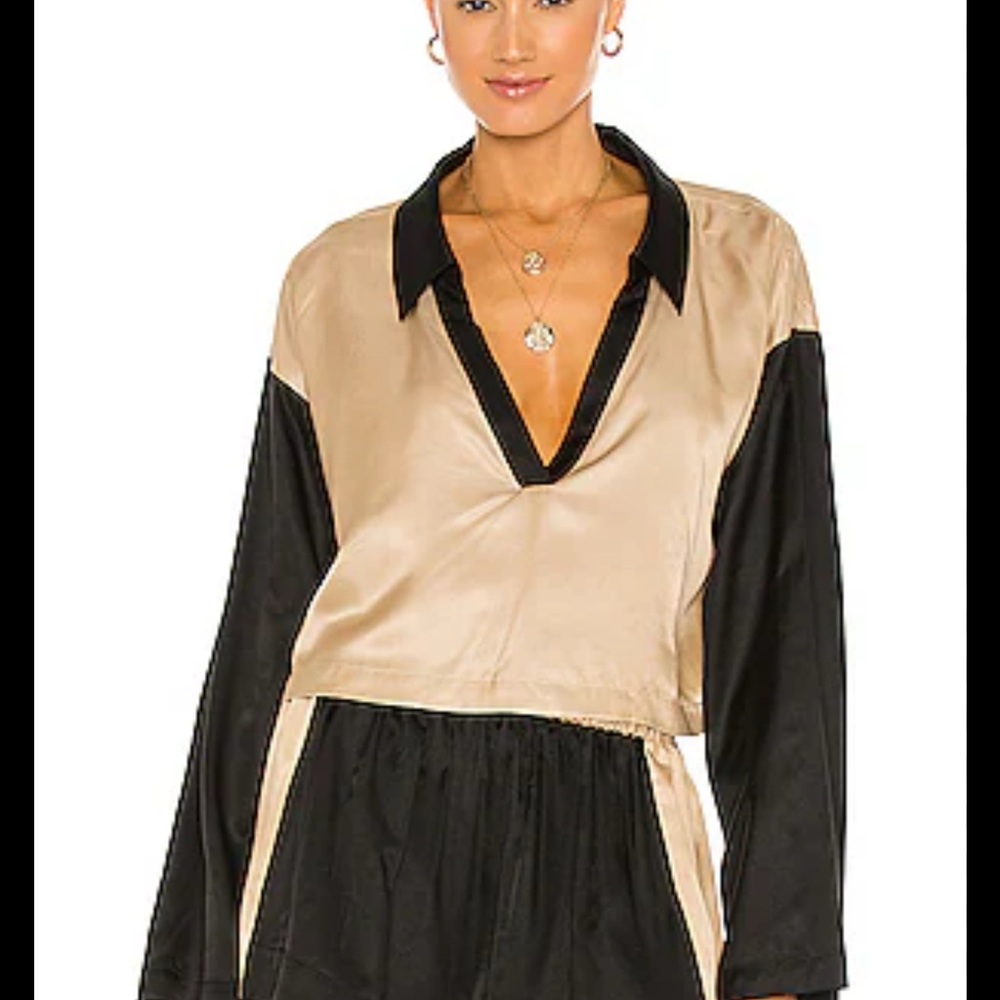 Weekend Stories Black and Tan Top